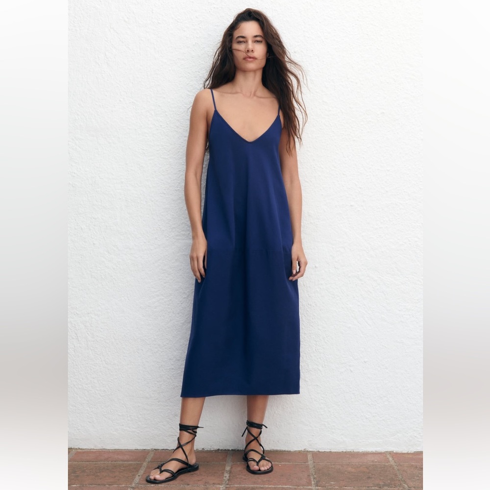 Zara COCOON DRESS. Blue. Size S. New with Tags.